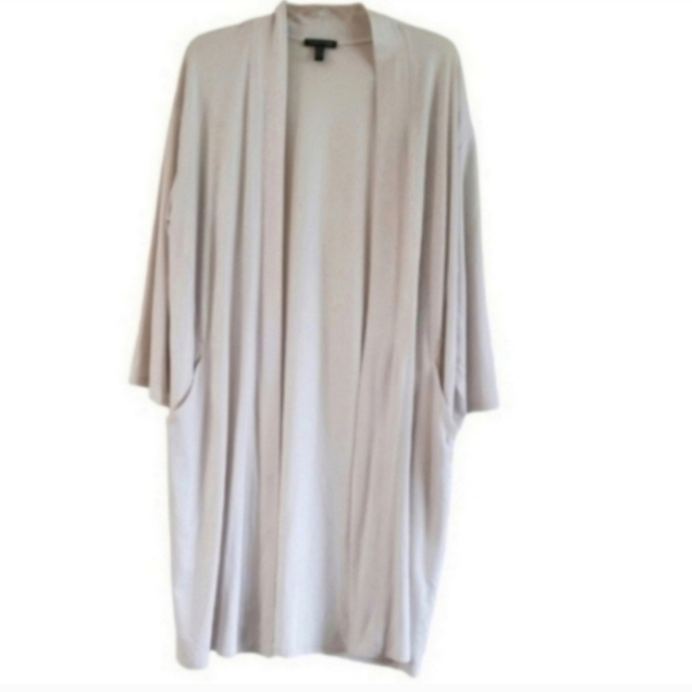 Eileen Fisher Cream Cardigan Tencil Open Drape Sweater Small - Picture 5 of 9
